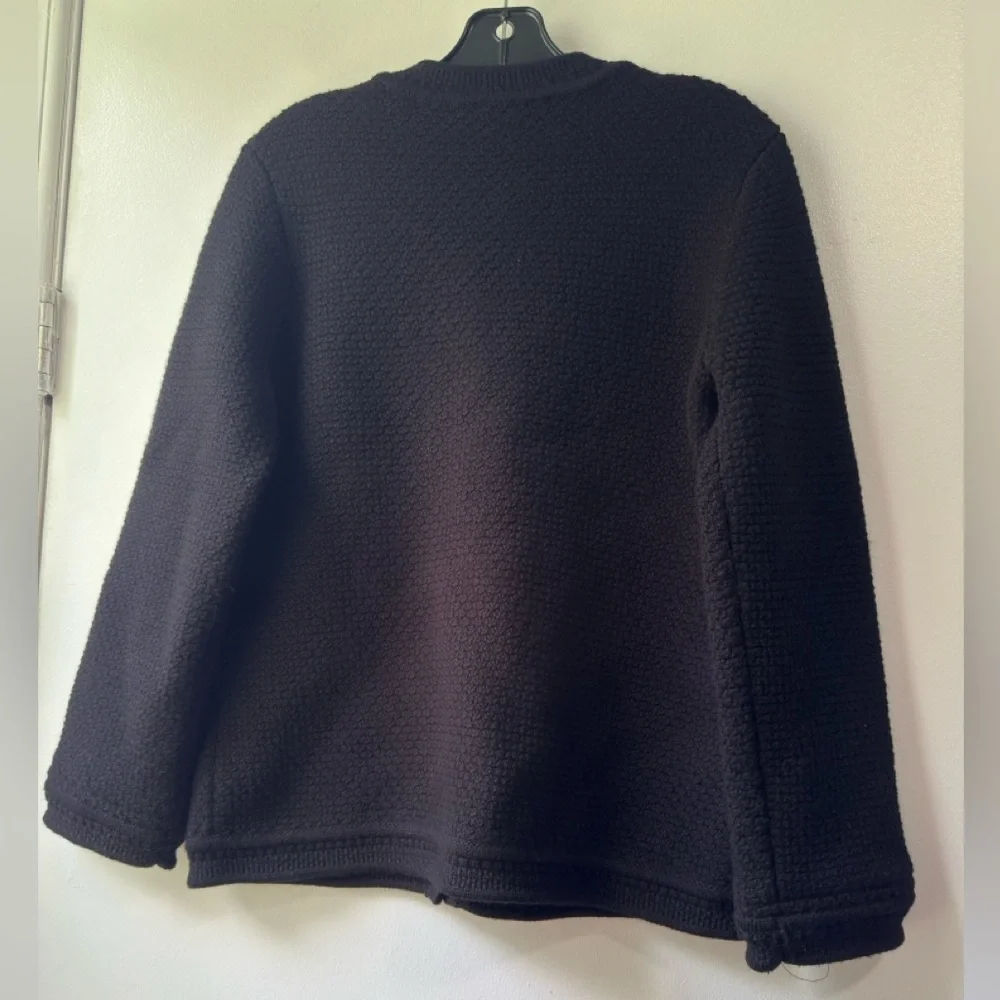 CHANEL Uniform Wool Black Textured Cardigan Sweater